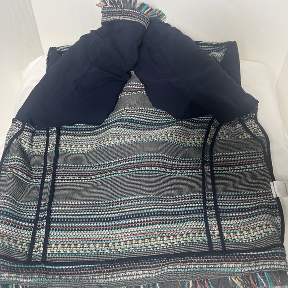 Women’s Halogen Stripped Multicolored Boho Fringe Long Sleeve Jacket Size Medium - Picture 11 of 13